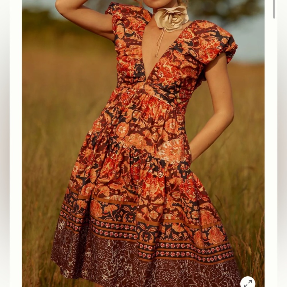 NWT printed v neck babydoll dress